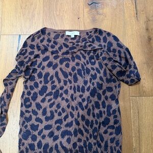LOFT Brown and Black Animal Print Top